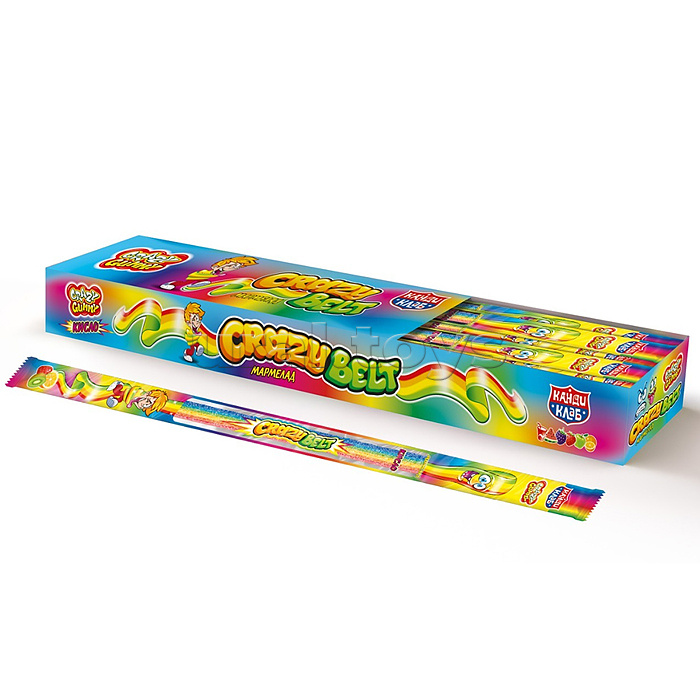 Мармелад в кислой обсыпке "Crazy gummy crazy belt" (кислый ремешок) тутти -фрутти 15гр (54шт) Мармелад в кислой обсыпке "Crazy gummy crazy belt" (кислый ремешок) тутти -фрутти 15гр (54шт)