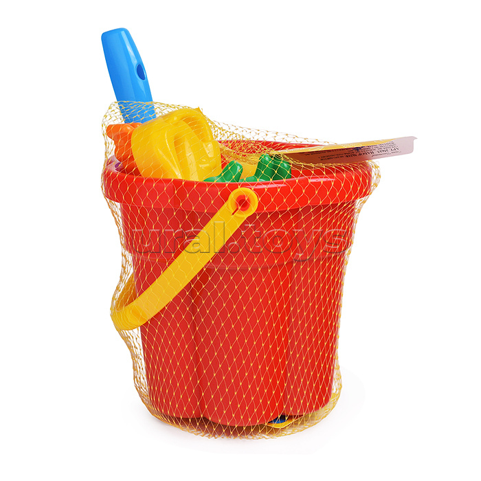 Набор №318: ведро-цветок среднее №3, лопатка №5, формочки (мамонт + динозавр №1 + динозавр №2)