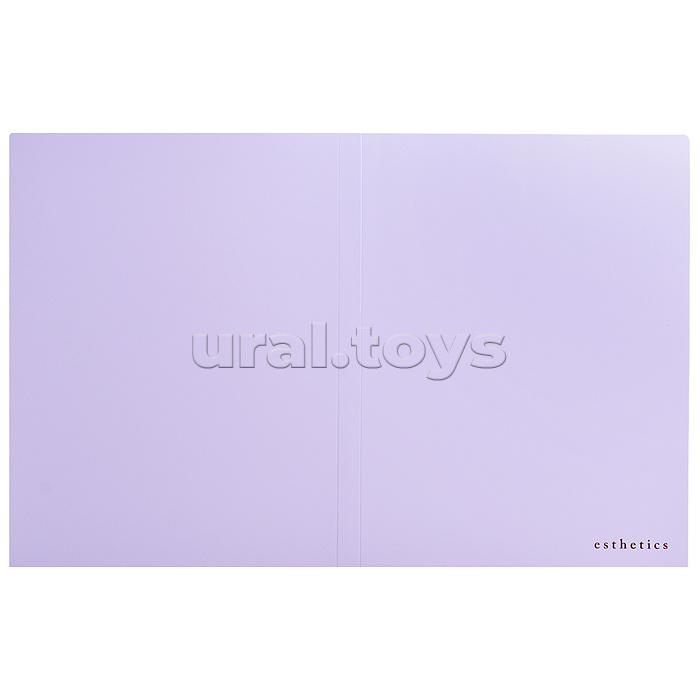 Папка с 020 вкладышами A4 "Esthetics" A4 (235x310x15 мм) полипропилен 700 мкм, фактура "soft-touch" вкладыши 30 мкм, внутренний карман 160 мкм, индивидуальная упаковка, непрозрачная лавандово-пепельная