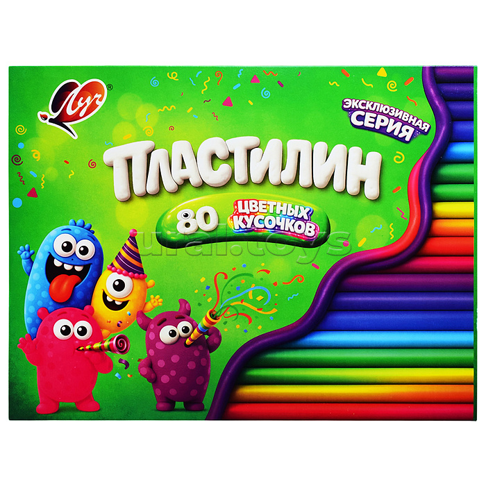 Пластилин 80 цветных кусочков, 690г. со стеком