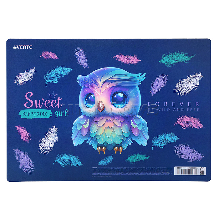 Покрытие настольное для лепки "Happy Owl" 33x23 см, пластиковое 600 мкм, с цветным рисунком