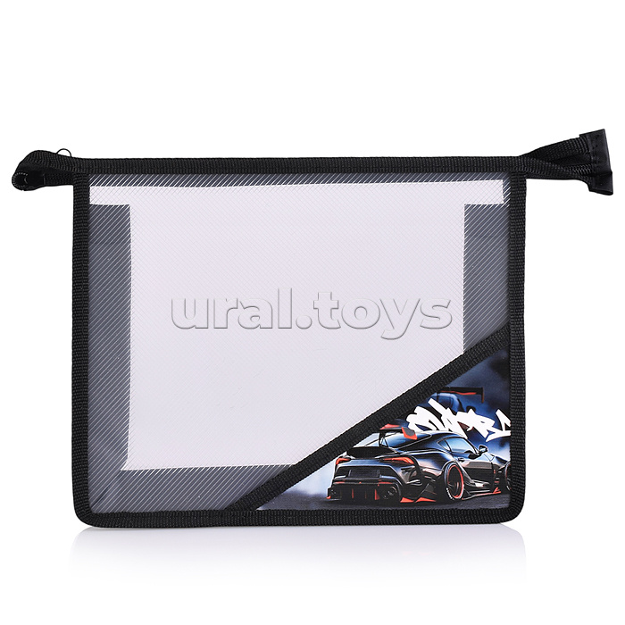 Папка для тетрадей А5 молния сверху, пластик, с уголком, 230/190/50 "Спортивное авто "