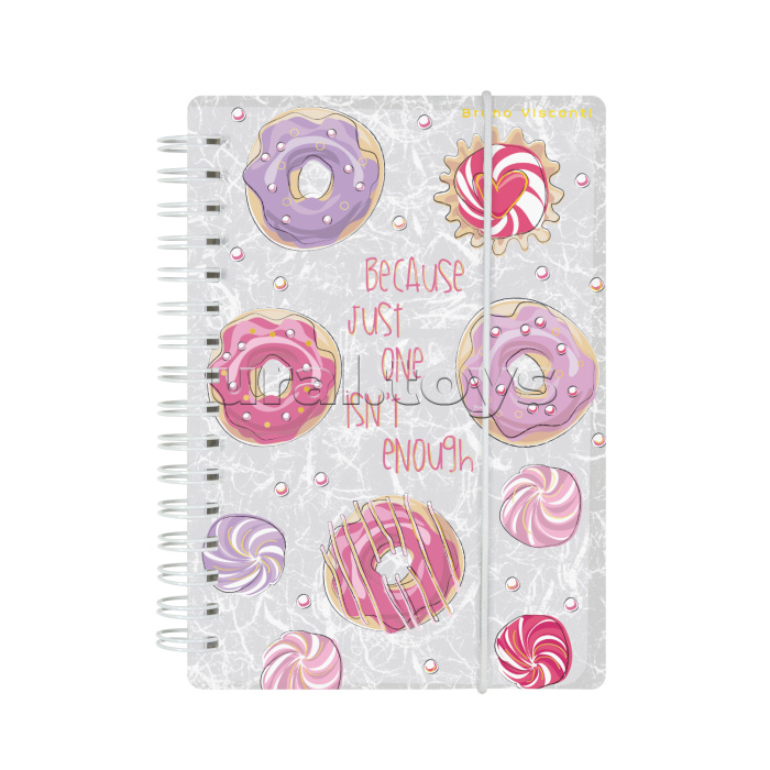 Записная книжка "Cute Journal Mini" А6, 80 л. на гребне с резинкой "сладкое настроение. Пончики", клетка Записная книжка "Cute Journal Mini" А6, 80 л. на гребне с резинкой "сладкое настроение. Пончики", клетка
