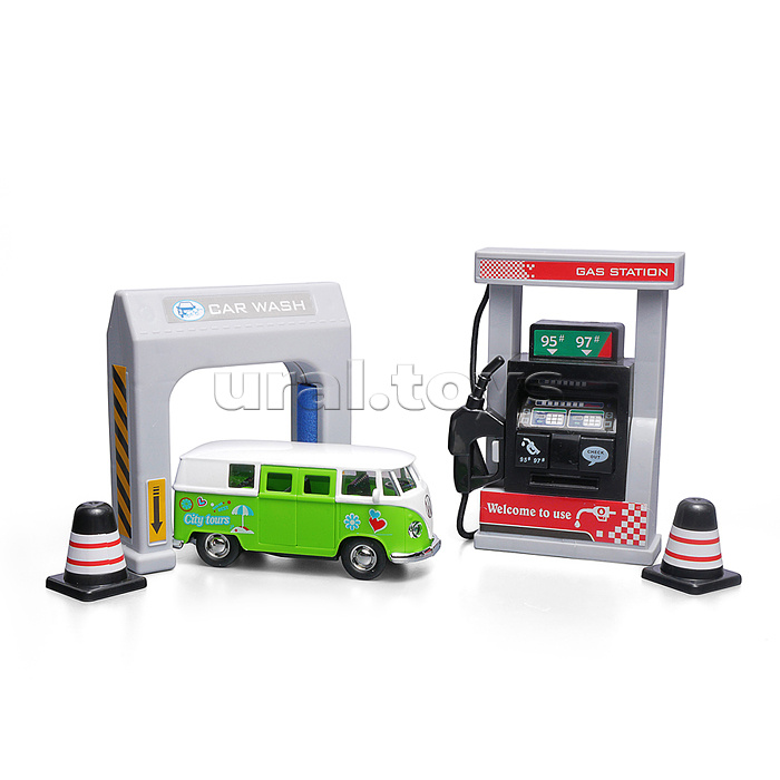 Набор машин "Автобусная заправка"  вкоробке