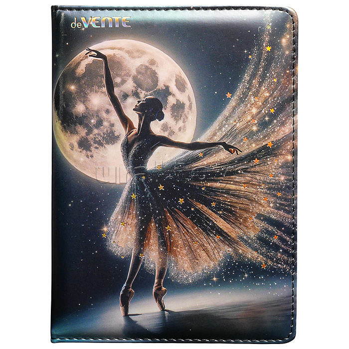 Записная книжка "Ballet" B6 (120 ммx170 мм) 160 стр, белая бумага 70 г/м² в клетку, печать в 1 краску, твердая обложка из искусственной кожи с поролоном, цветная печать, тиснение фольгой, закругленные уголки, отстрочка, 1 ляссе, в термоусадочной пленке