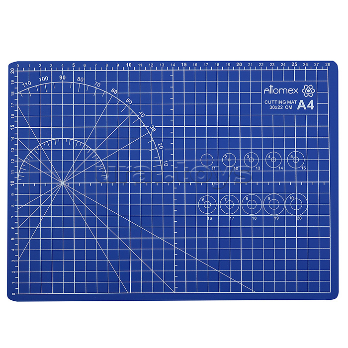 Коврик для резки A4 (30x22,5 см) "Attomex" непрорезаемый, толщина 2 мм, двухсторонний, трехслойный, синий