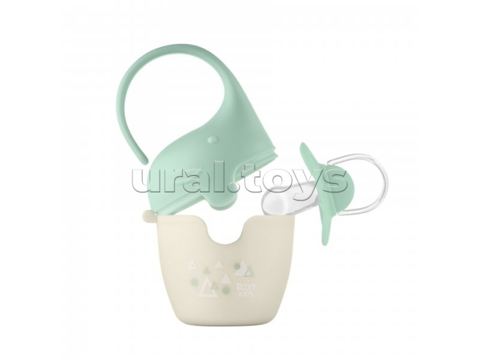 Контейнер для соски-пустышки "Слоник", с пустышкой, зеленый