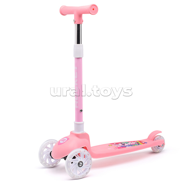 Самокат трёхколёсный ROCKET колёса PU, цвет розовый