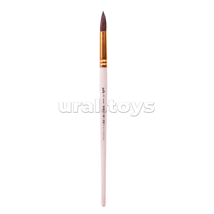 Кисть живописная "Cosmo" пони № 10 круглая, индивидуальная маркировка, деревянная ручка