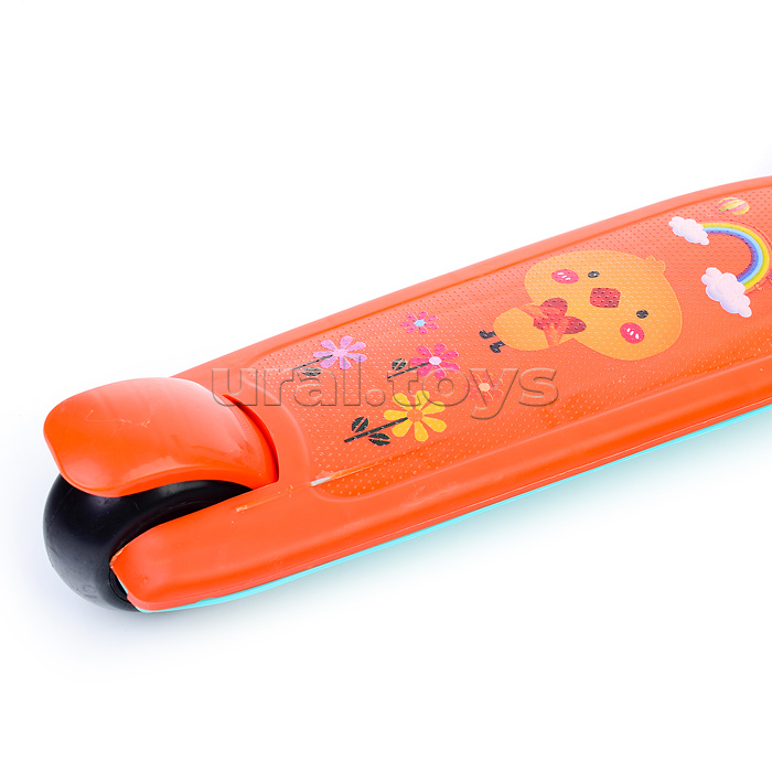 Самокат 3-х кол., оранжевый, PU, ABEC 7, в коробке