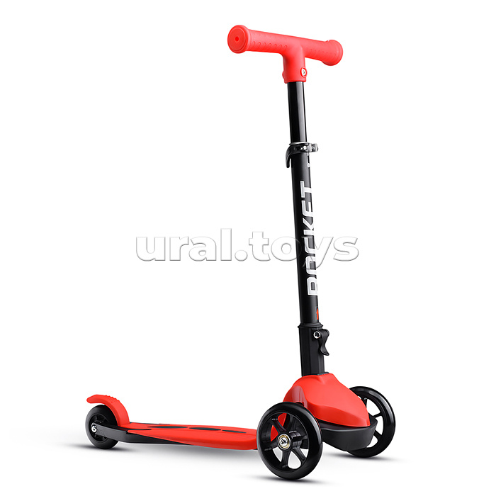 Самокат трёхколёсный ROCKET колёса PU, цвет красный