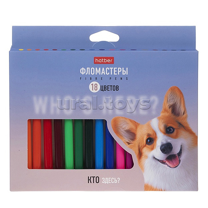 Фломастеры 18 цв. "Кто здесь?" в картонной коробке с европодвесом