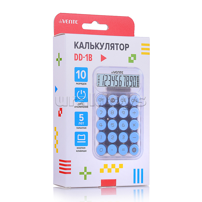Калькулятор настольный DD-1, 125x150x18 мм, 10 разрядный, коррекция последнего введенного значения, общая сумма, автоматическое отключение, прорезиненные ножки, прозрачный корпус, голубой деграде, в картонной коробке Калькулятор настольный DD-1, 125x150x18 мм, 10 разрядный, коррекция последнего введенного значения, общая сумма, автоматическое отключение, прорезиненные ножки, прозрачный корпус, голубой деграде, в картонной коробке