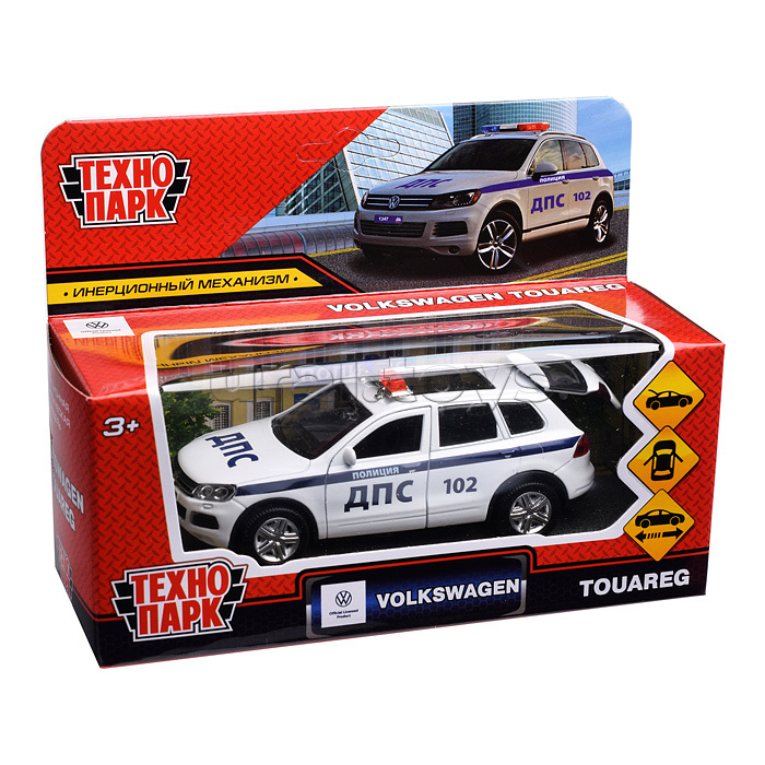 Машина металл Volkswagen Touareg "Полиция 12 см, (откр., двер, баг, белый) инерц., в коробке