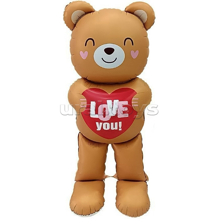Шар 3D (61''/155 см) Фигура, Мишка с сердцем, 1 шт. в уп.
