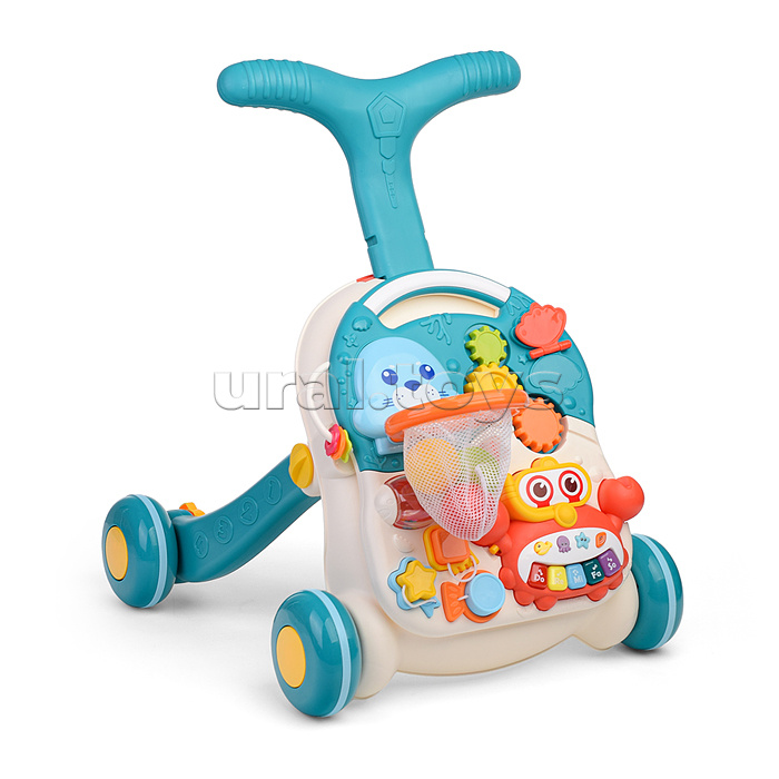 Игровой центр-Каталка "Вместе весело" голубой, на батарейках, в коробке