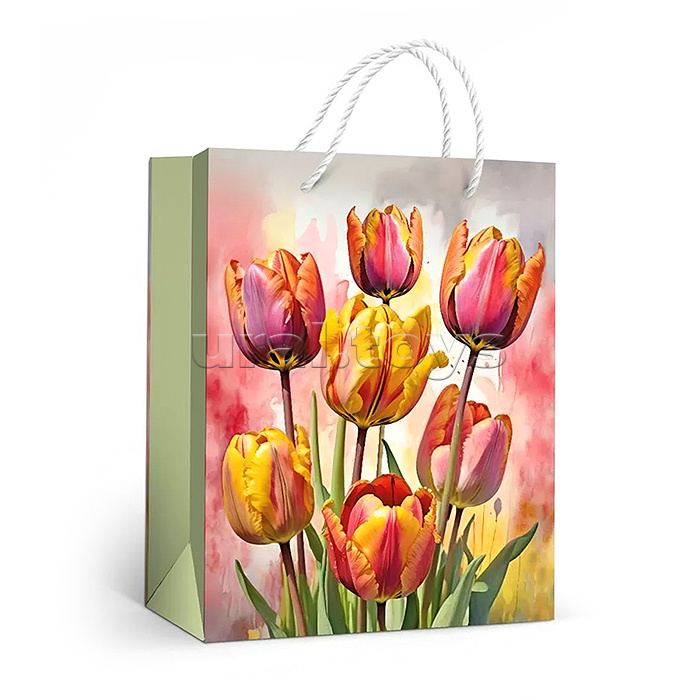 Пакет подарочный (M) "Акварельные цветы"