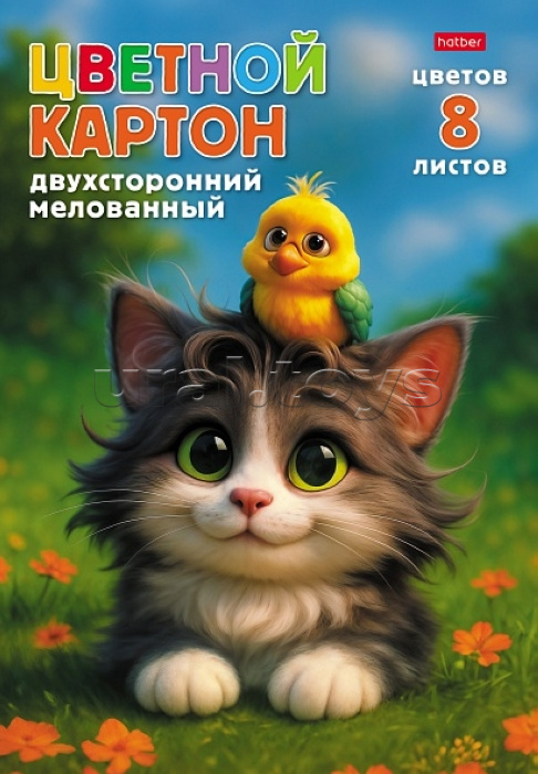 Картон цветной 8л 8 цв. двухсторонний А4 "Мурчалкин" в папке