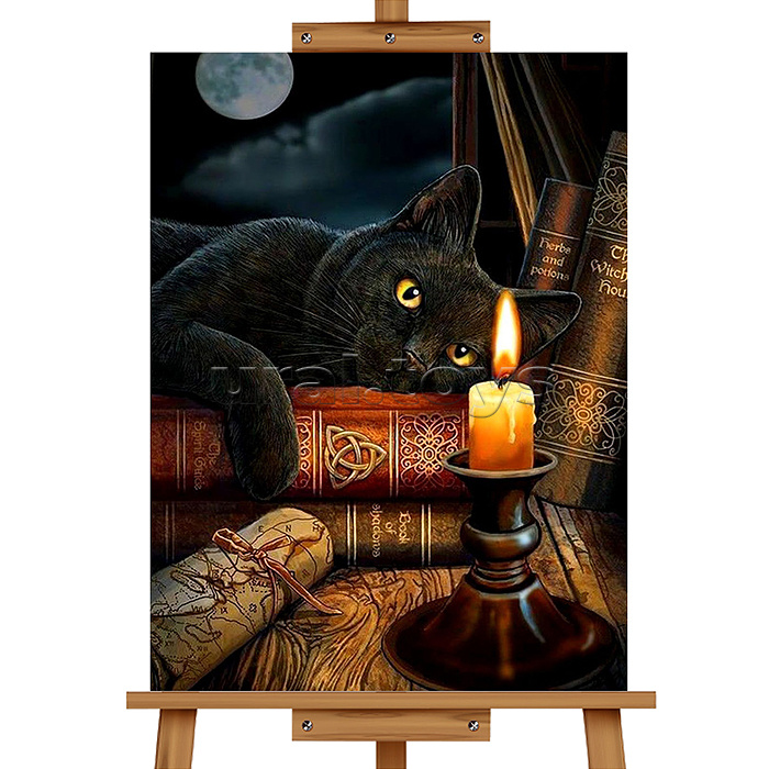 Мозаика алмазная "Черный кот" 30*40см.