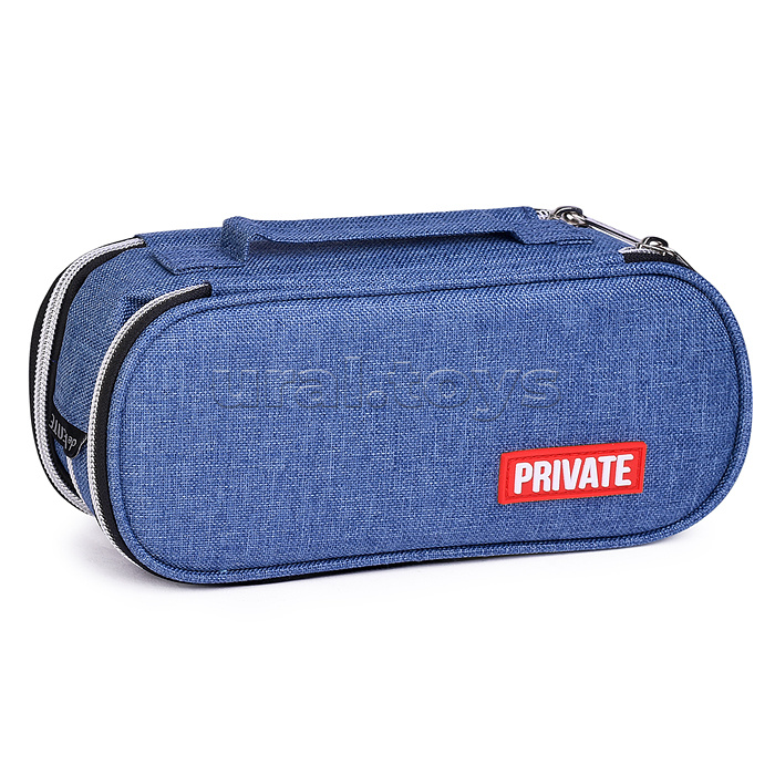 Пенал "Private" 22x9x8 см, овальный для 100 предметов, 3 отделения на молнии, 2 отделения с внутренним органайзером, текстильный, с ручкой, с каучуковой аппликацией, темно-синий Пенал "Private" 22x9x8 см, овальный для 100 предметов, 3 отделения на молнии, 2 отделения с внутренним органайзером, текстильный, с ручкой, с каучуковой аппликацией, темно-синий