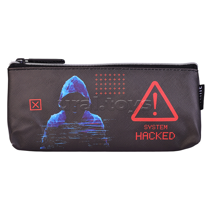 Пенал "Label. Hacker" 21x8x3,5 см, треугольный для 45 предметов, на молнии, искусственная кожа до -40C с антивандальной фактурой, с подкладом