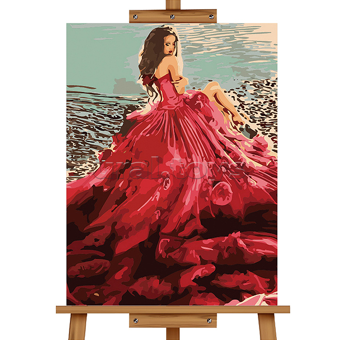 Набор для рисования "Картина по номерам 30х40 см. Девушка в красном платье"