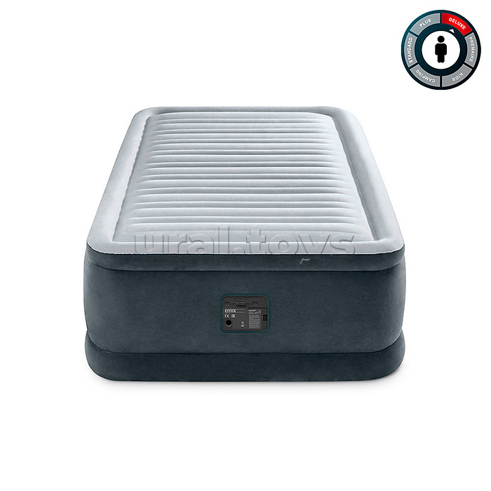 Односпальная надувная кровать 99х191х46см "Comfort-Plush" встр.нас. 220В, до 136кг, 64412 INTEX
