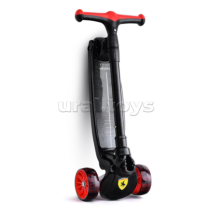 Самокат U027765Y 3-х. кол., с сиденьем, ограничителем и родительской ручкой, колеса PU, черный, в коробке