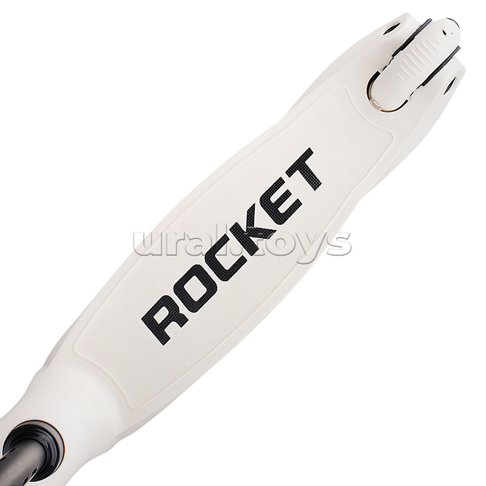 Самокат 3-х колесный ROCKET,колеса PU со светом, светящаяся стойка, ABEC 7, белый
