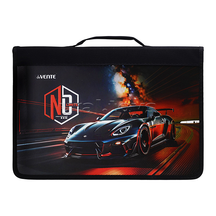 Папка для тетрадей, ИЗО и технологии "No Limits" A4 (337x230x30 мм) с ручкой, на молнии с трех сторон, картон с покрытием из фольги с конгревным тиснением