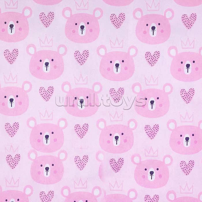 Коляская кукольная трость, металлическая , принт мишки