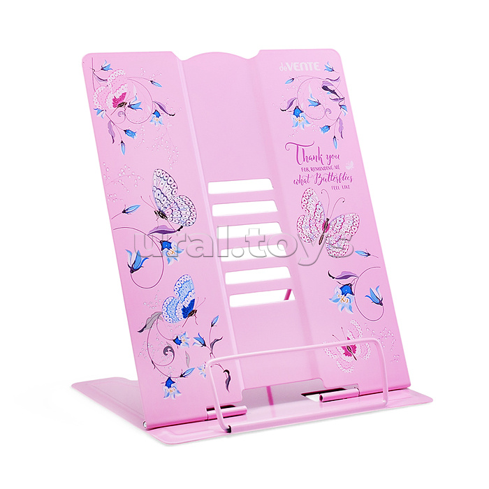 Подставка для учебников и книг "Butterfly" 27x21 см, металлическая окрашенная, вес 600 г, вертикальная, с противоскользящими ножками, с полноцветным рисунком, в пластиковом пакете с европодвесом