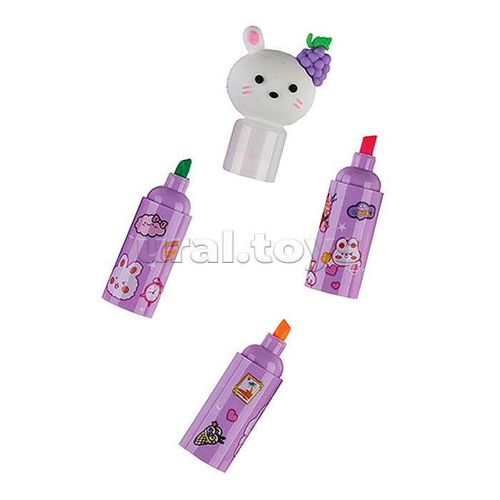 Маркер текстовый со скошенным наконечником "3 в 1 Cat" сегментный 1-5 мм ассорти, дисплей бокс