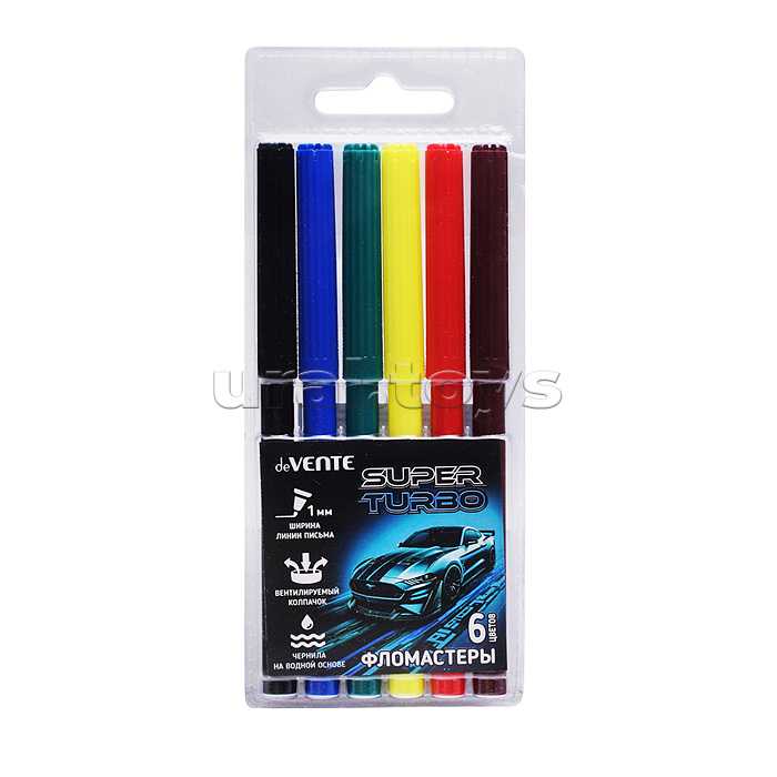 Фломастеры "Super Turbo" 06 цветов с вентилируемым колпачком, в пластиковом блистере