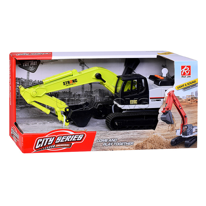 Машина "Эскаватор на гусеницах" (свет, звук) в коробке