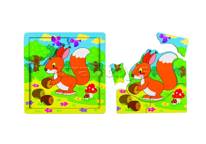 Игра из дерева "Бельчонок" (собираем по картинке) (Baby Step) Игра из дерева "Бельчонок" (собираем по картинке) (Baby Step)