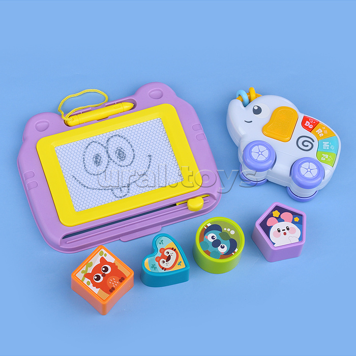 Игровой центр-Каталка "Веселый слоник" (цвет розовый) в коробке