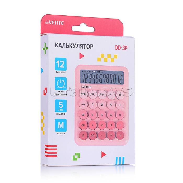 Калькулятор настольный DD-3, 105x145x20 мм, 8 разрядный, работа с памятью, автоматическое вычисление процентов, квадратного корня, клавиша "00" коррекция последнего введенного значения, автоматическое отключение, прорезиненные ножки, пудровый деграде , в 