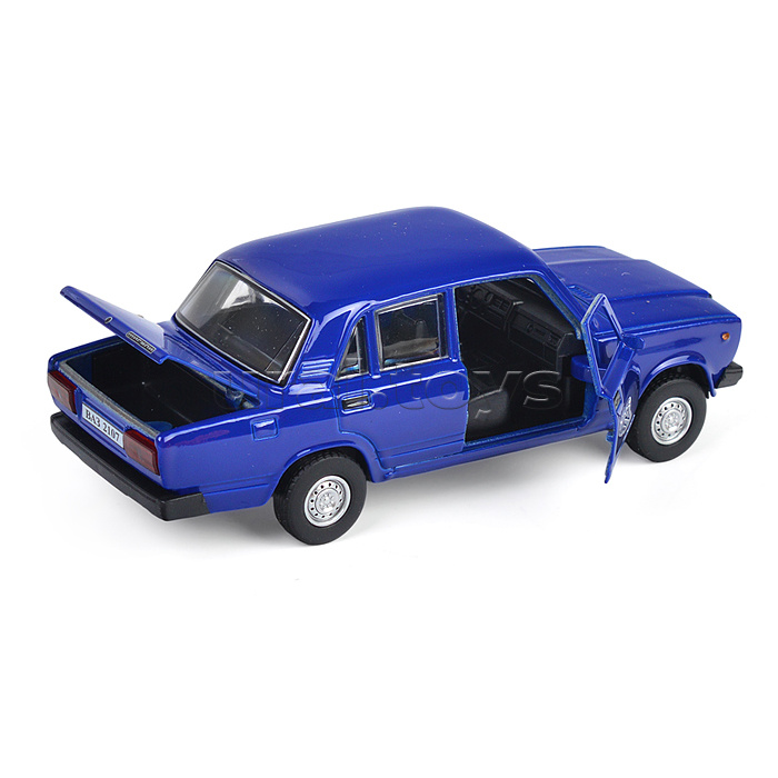 Машина металл ВАЗ-2107 длина 12 см, (двери, багаж, темно-синий) инерц, в коробке