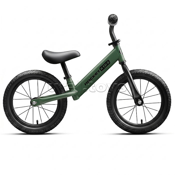 Беговел 14" Rocket R0045NEW-DGN, колеса надувные, цвет зеленый