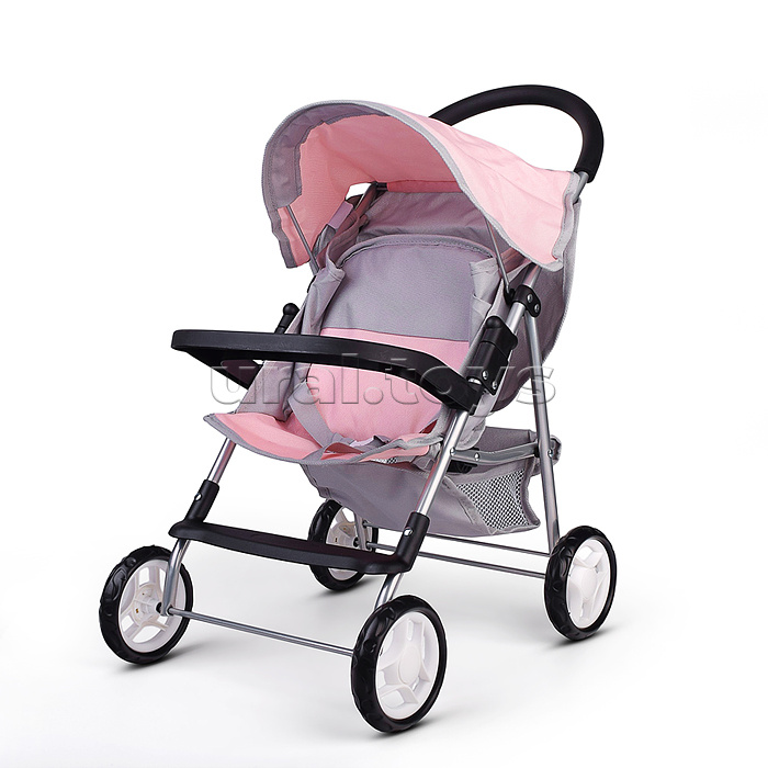 Коляская кукольная металлическая, с корзиной, столиком и козырьком