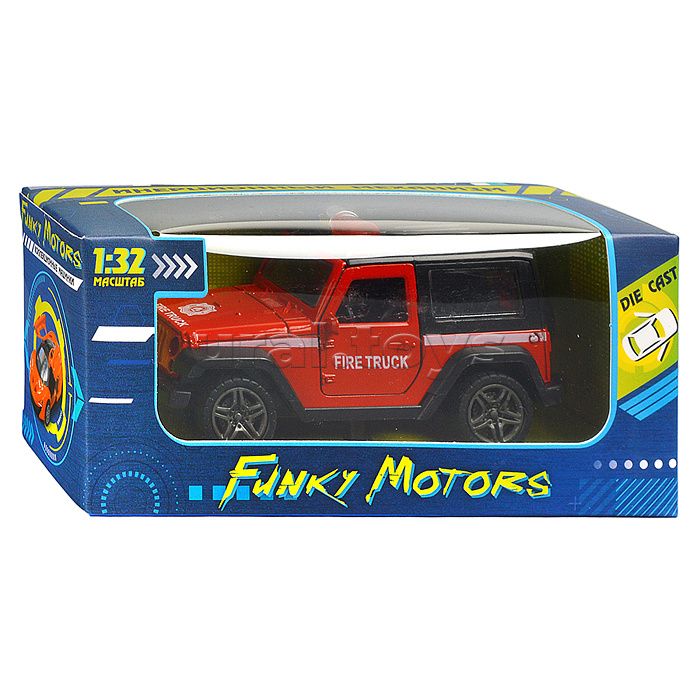 Красная инерционная служебная машинка Джип die-cast,1:32, открывающиеся двери
