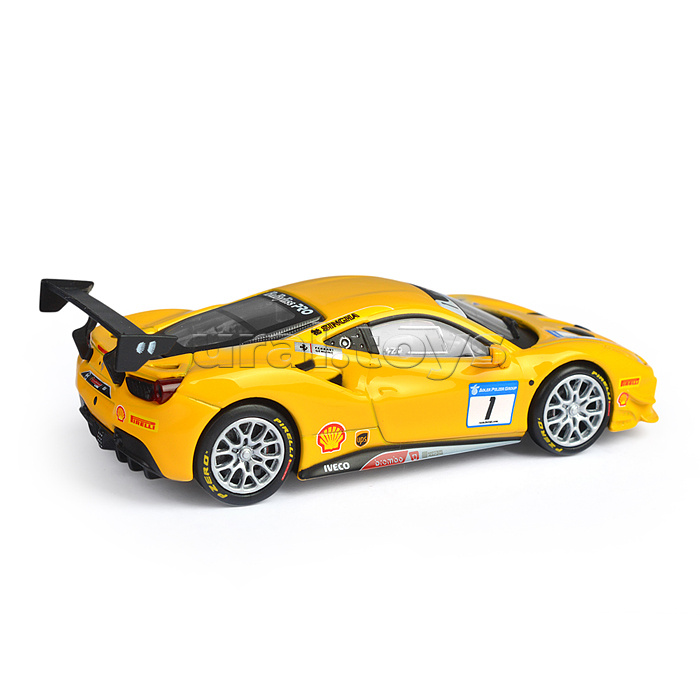 Гоночная машинка die-cast Ferrari - 488 Challenge 2017, 1:43,  жёлтая