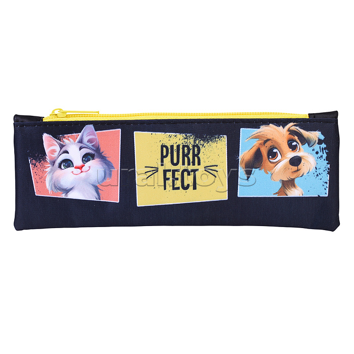 Пенал-косметичка на молнии малый, печать на ткани "PURRFECT" 2025 Пенал-косметичка на молнии малый, печать на ткани "PURRFECT" 2025