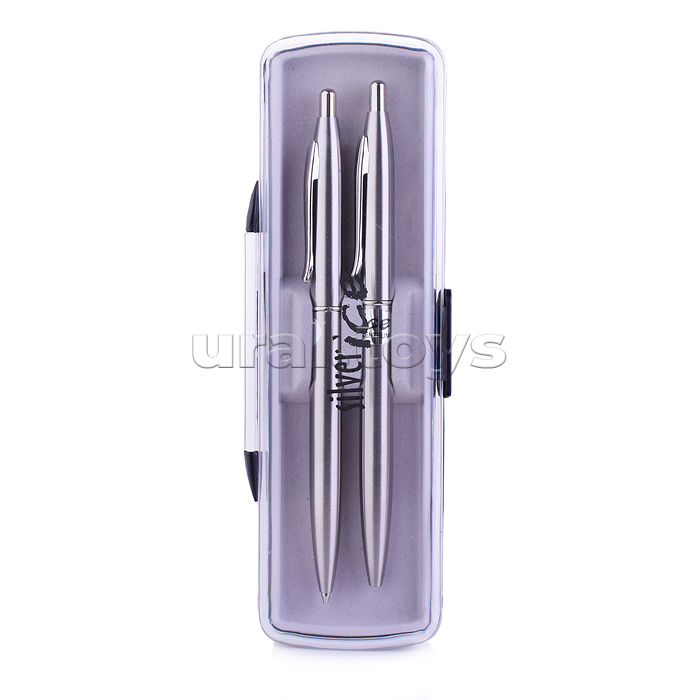 Набор авторучка+мех.карандаш SILVER ICE (стержень 0,7 мм, цвет чернил синий, грифель 0,5 мм)