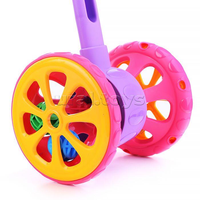 Каталка "Весёлые колёсики" с шариками (фиолетово-розовая)