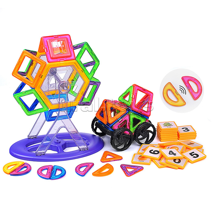 Конструктор магнитный, большой размер дет. (75 дет.), в пакете