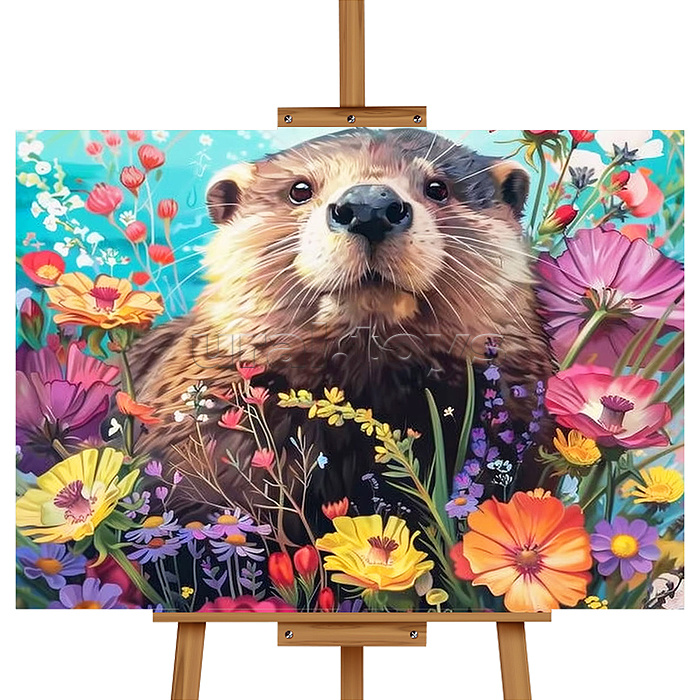 Мозаика алмазная "Капибара в цветах" 30*40см.