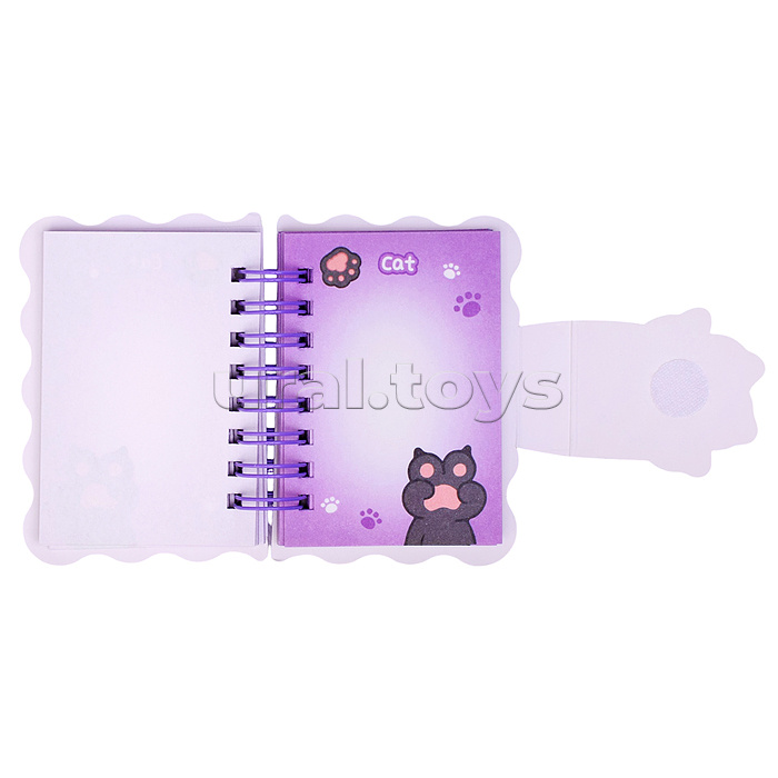 Блокнот на евроспирали "Лапки" 6х8.5 см, 80 л, цветной внутренний блок, плотность бумаги 70г/м2, 4 дизайна в ассортименте, ОПП-упаковка