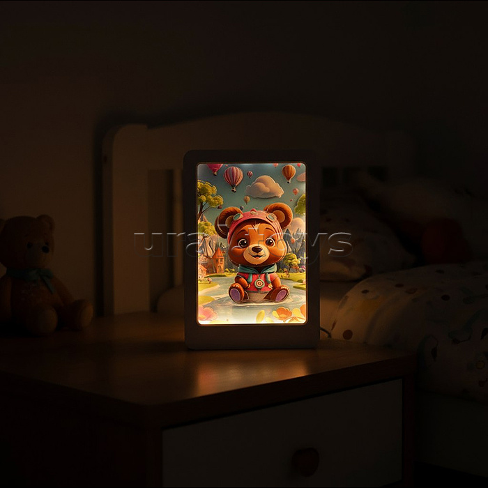 Ночник-пазл 3Д "Мишка" со светом и музыкой, в коробке